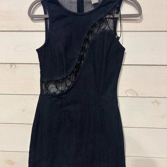 Venus Dark Blue Denim Dress with Cut out Details. Size 2 - Picture 4 of 12